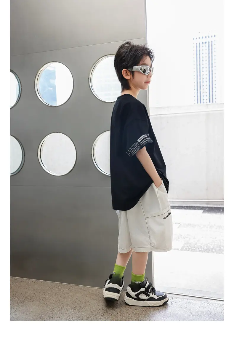 Panda Yuan Yuan Boys Letter T-Shirt Pure Cotton Summer — feature 27