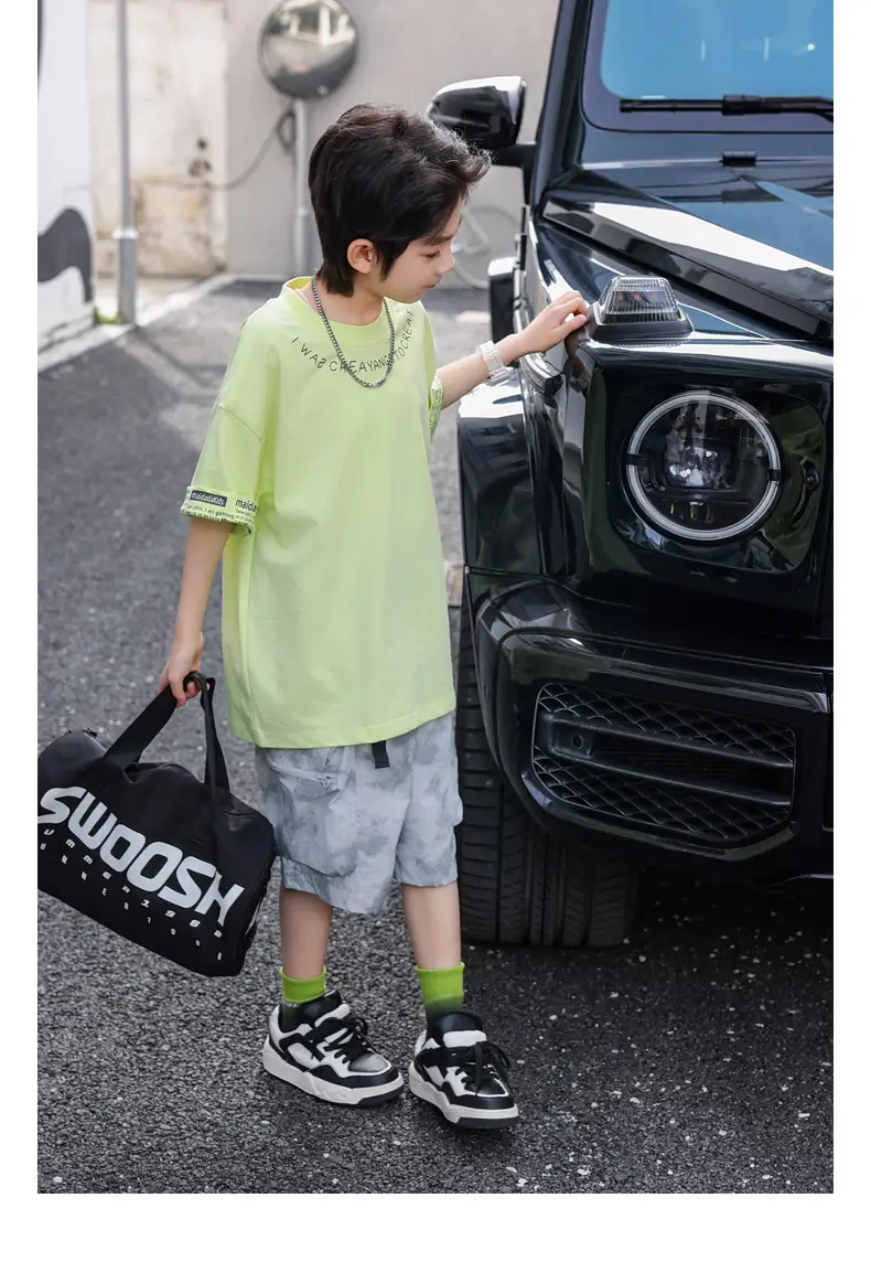 Panda Yuan Yuan Boys Letter T-Shirt Pure Cotton Summer — feature 32
