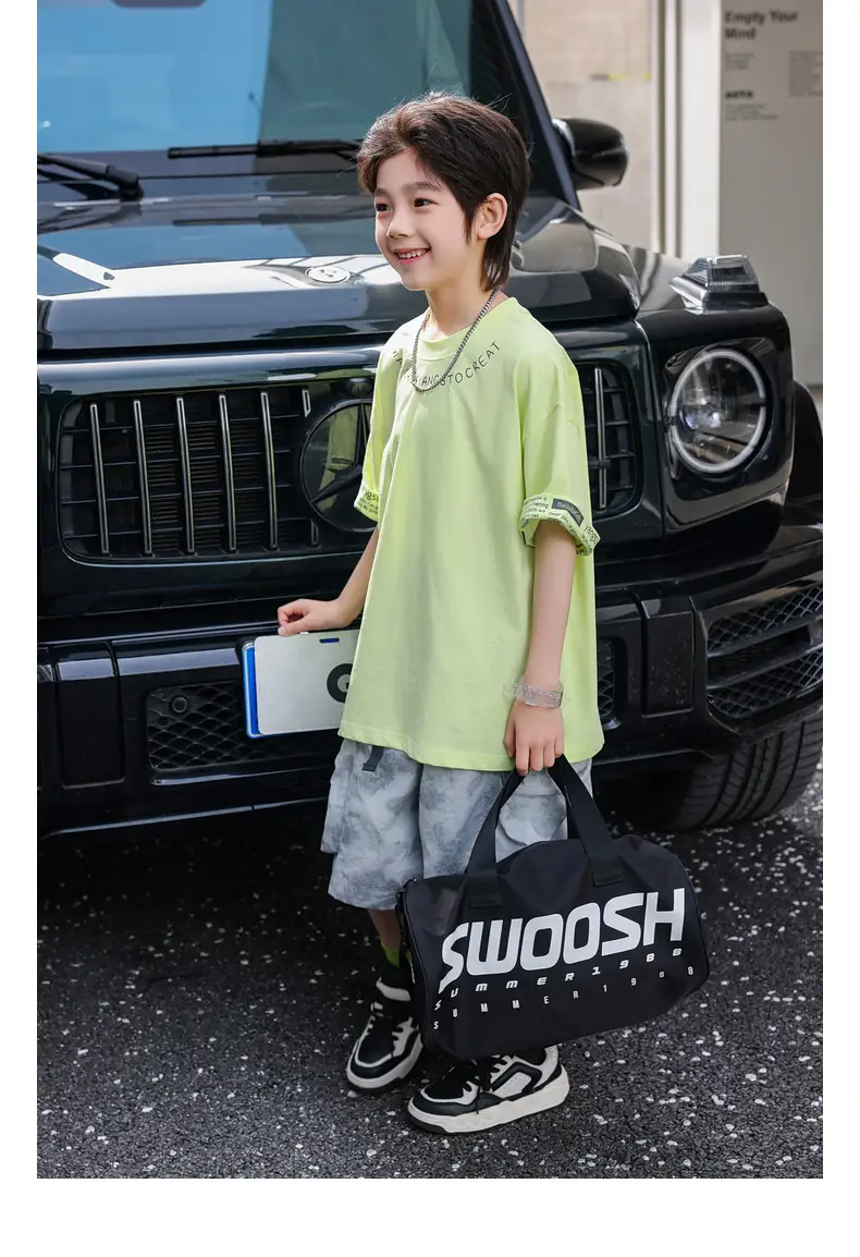 Panda Yuan Yuan Boys Letter T-Shirt Pure Cotton Summer — feature 33