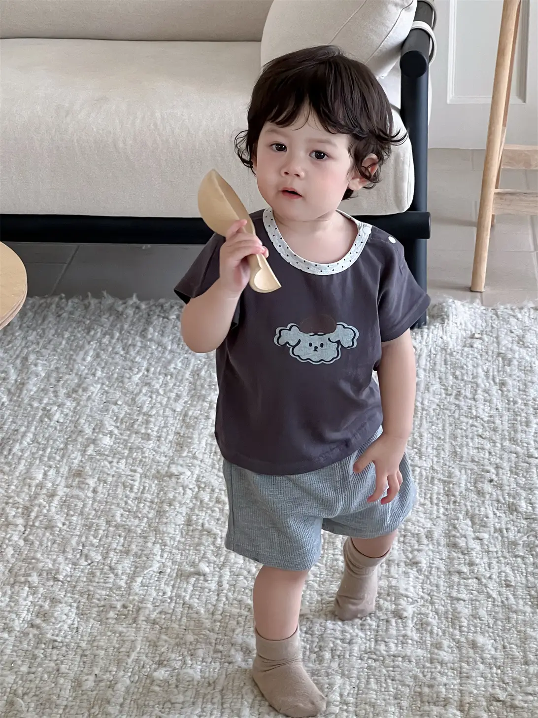 Boys Cartoon T-Shirt Shorts Set Summer Korean Style 2026