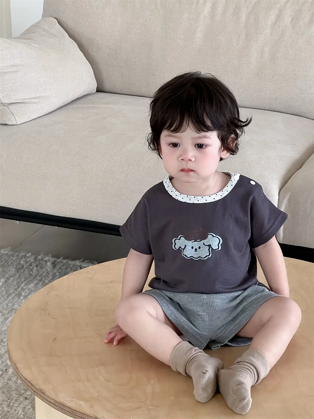 Boys Cartoon T-Shirt Shorts Set Summer Korean Style 2026
