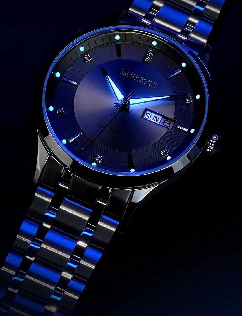 Laurette Men's Quartz Calendar Watch with Stainless Steel Band — feature 13