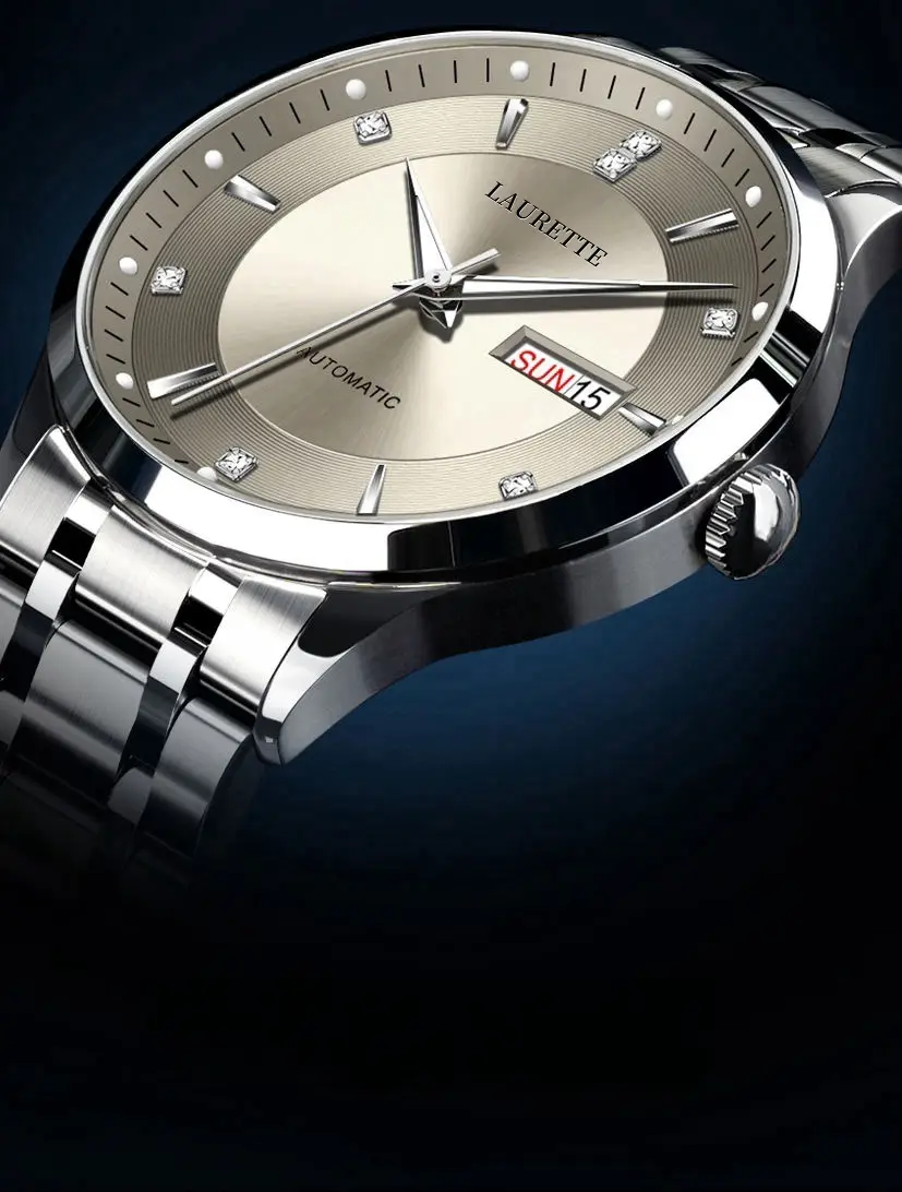 Laurette Men's Quartz Calendar Watch with Stainless Steel Band — feature 15
