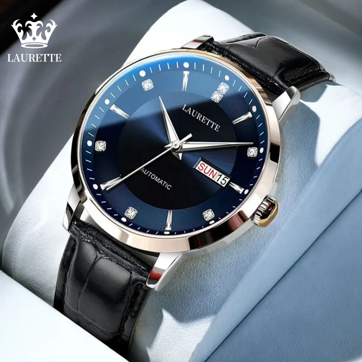Laurette Men's Quartz Calendar Watch with Stainless Steel Band - Image 6