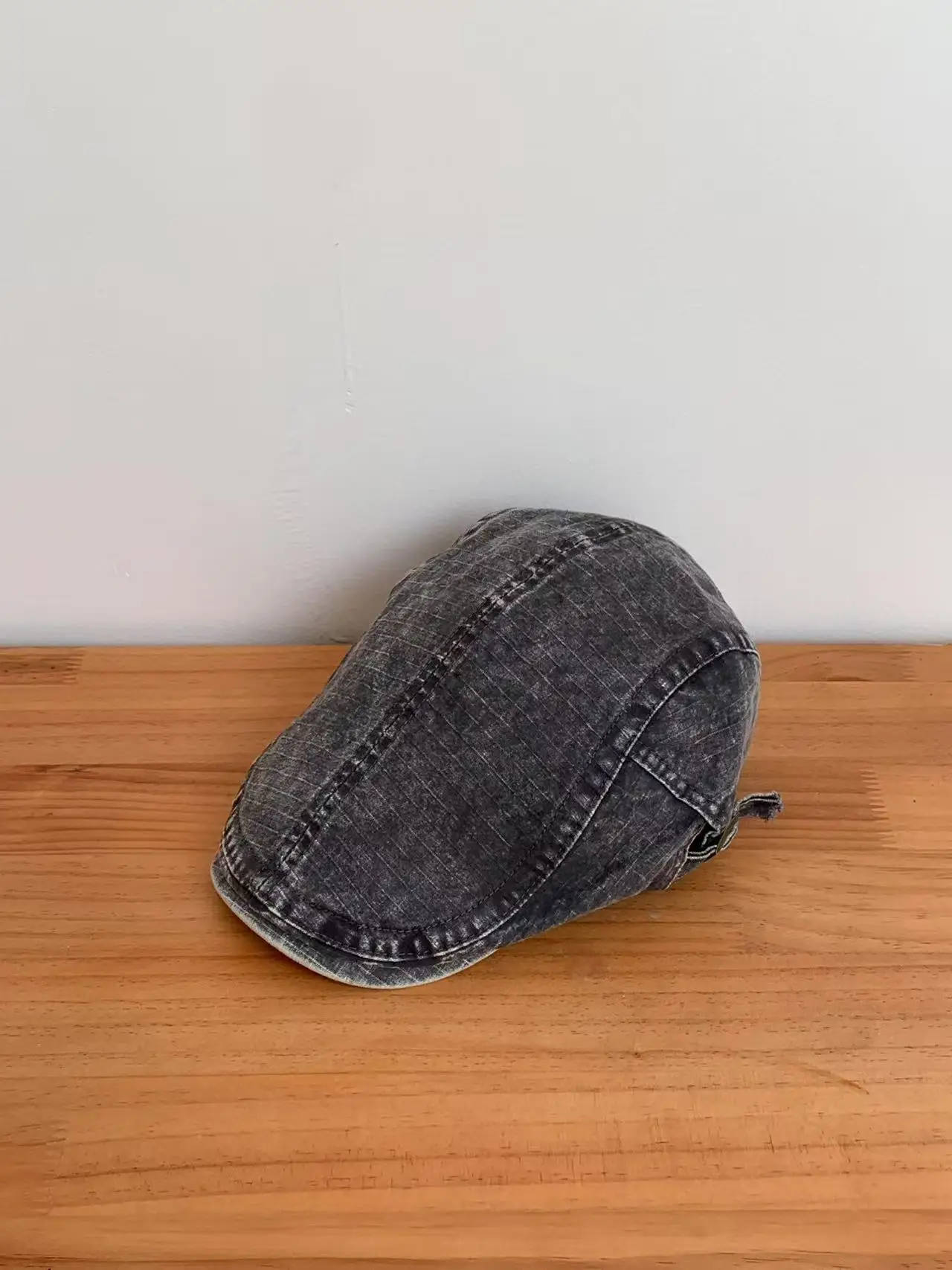 Washed Vintage Denim Forward Cap All Season Fashion Versatile Beret Retro British Casual Artist Cap Duckbill Cap — feature 13