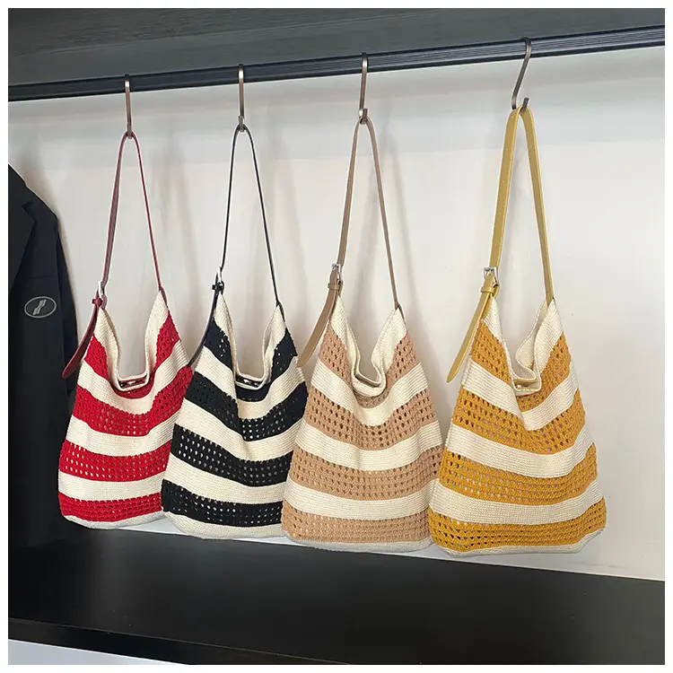 Cross-Country Stripe Knitted Tote Bag for Women — feature 1