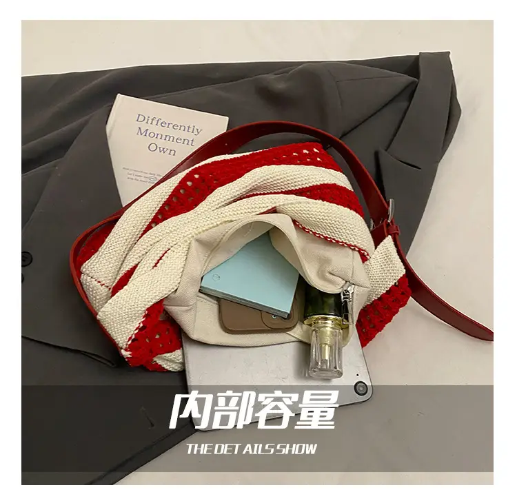 Cross-Country Stripe Knitted Tote Bag for Women — feature 3