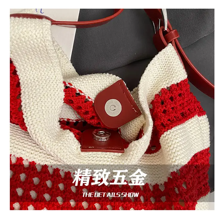 Cross-Country Stripe Knitted Tote Bag for Women — feature 4