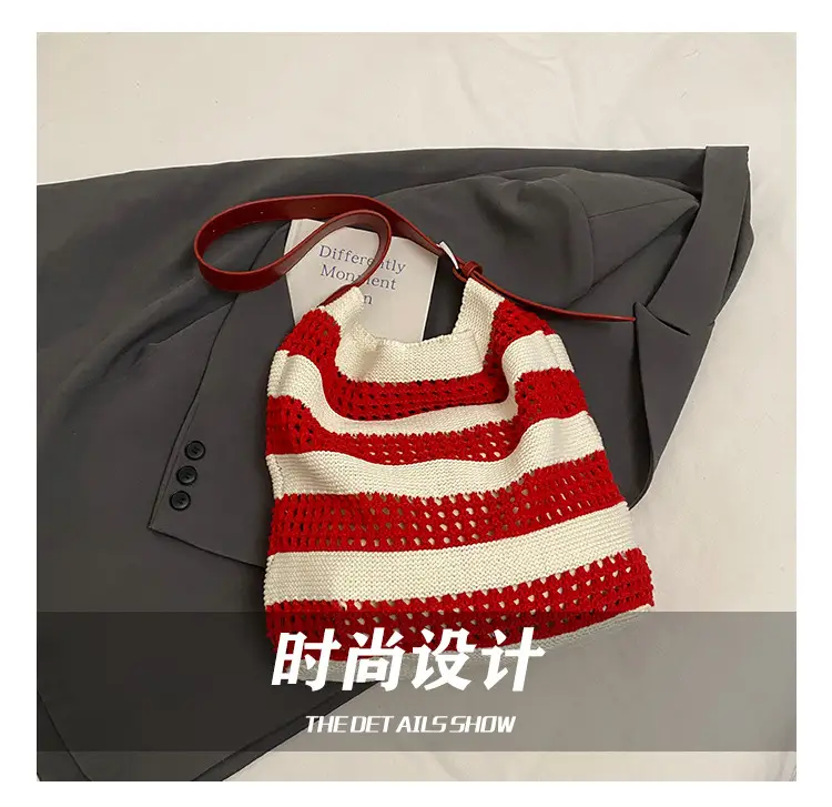 Cross-Country Stripe Knitted Tote Bag for Women — feature 5