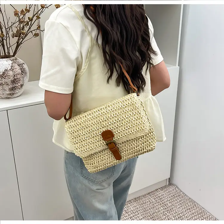 Women Crossbody Bag Woven Beige 2025 Beach Use — feature 16