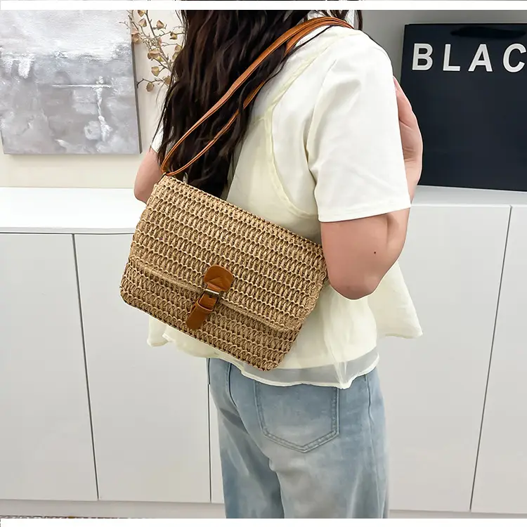 Women Crossbody Bag Woven Beige 2025 Beach Use — feature 8