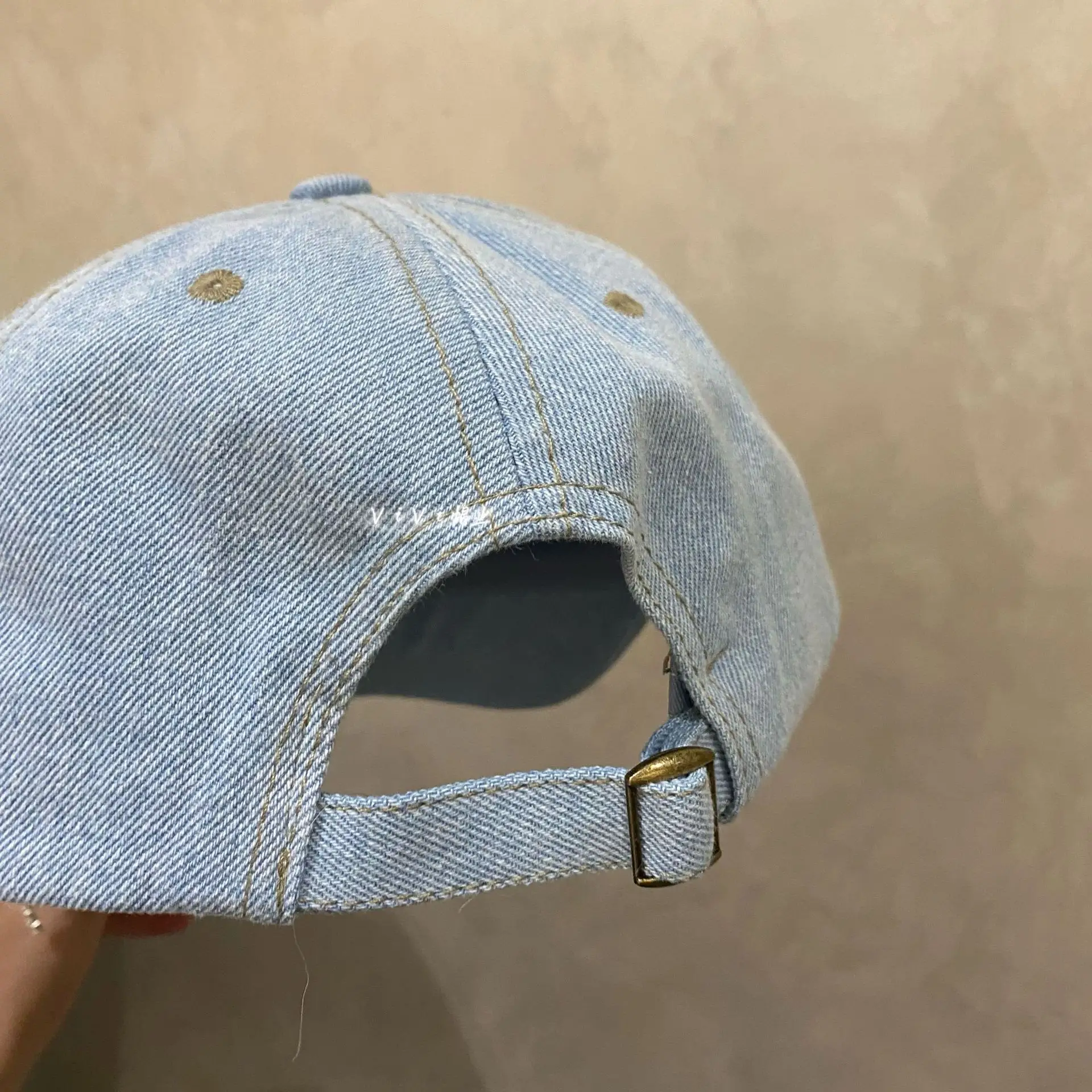 Denim Blue Floral Baseball Cap for Women