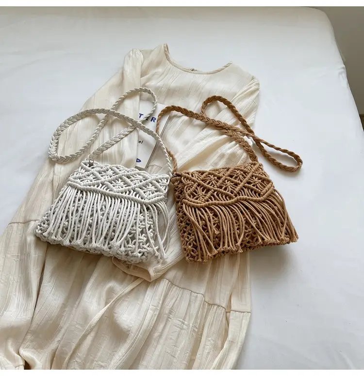 Women's Woven Tassel Shoulder Bag Brown 2024 — feature 1