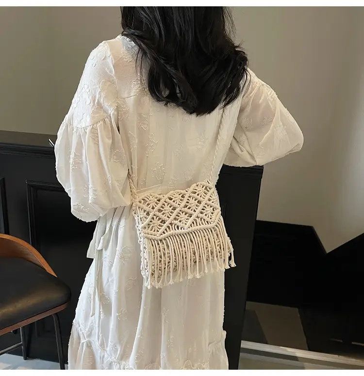 Women's Woven Tassel Shoulder Bag Brown 2024 — feature 21