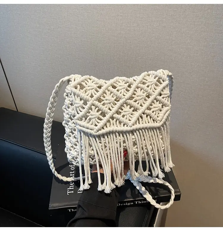 Women's Woven Tassel Shoulder Bag Brown 2024 — feature 26