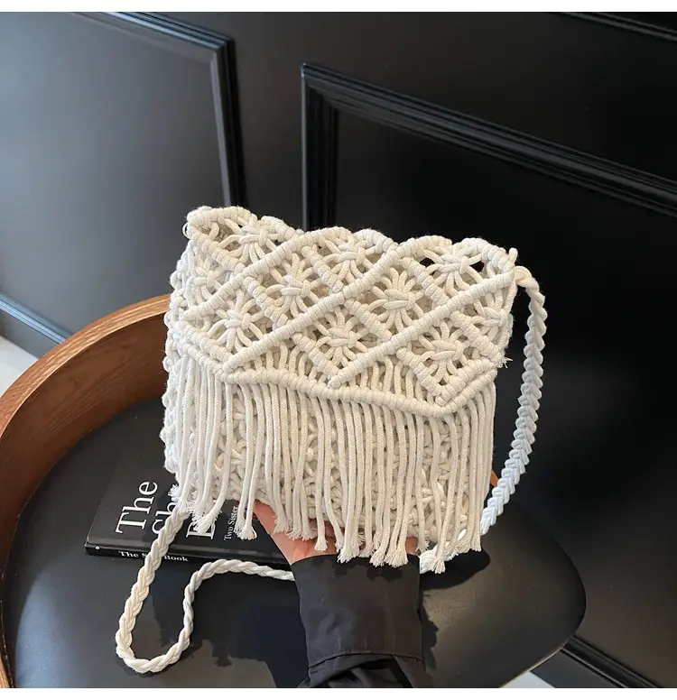 Women's Woven Tassel Shoulder Bag Brown 2024 — feature 30