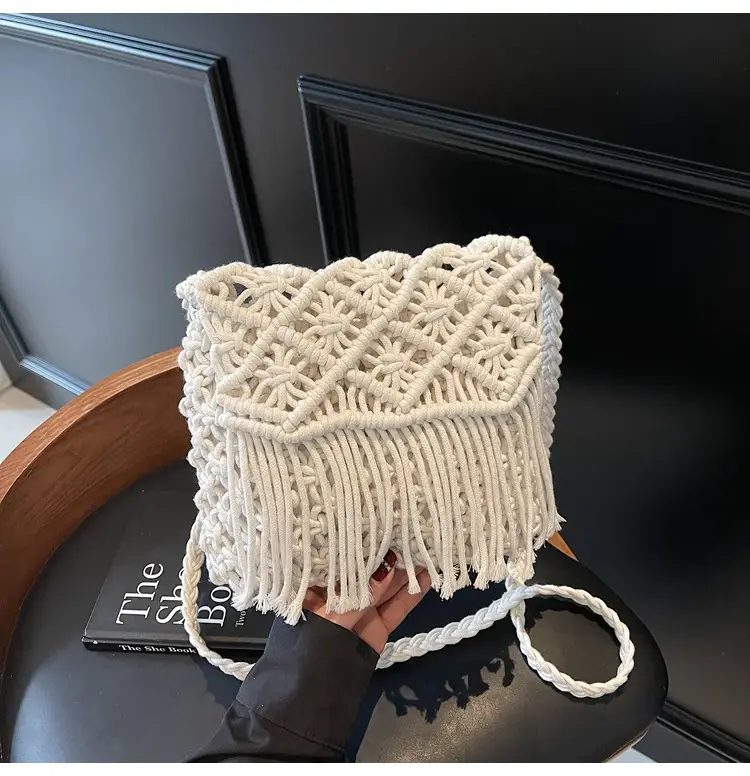 Women's Woven Tassel Shoulder Bag Brown 2024 — feature 31