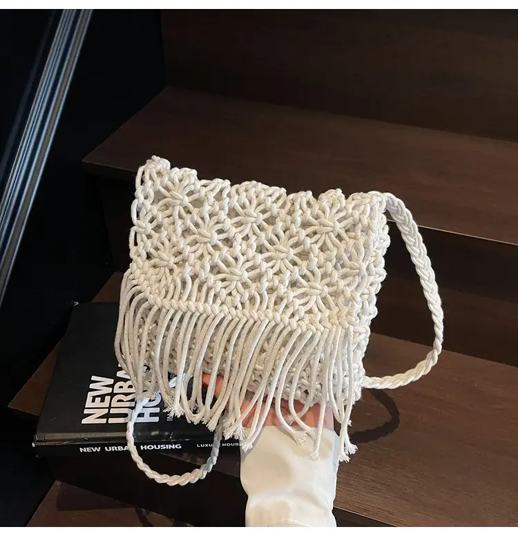 Women's Woven Tassel Shoulder Bag Brown 2024 — feature 38