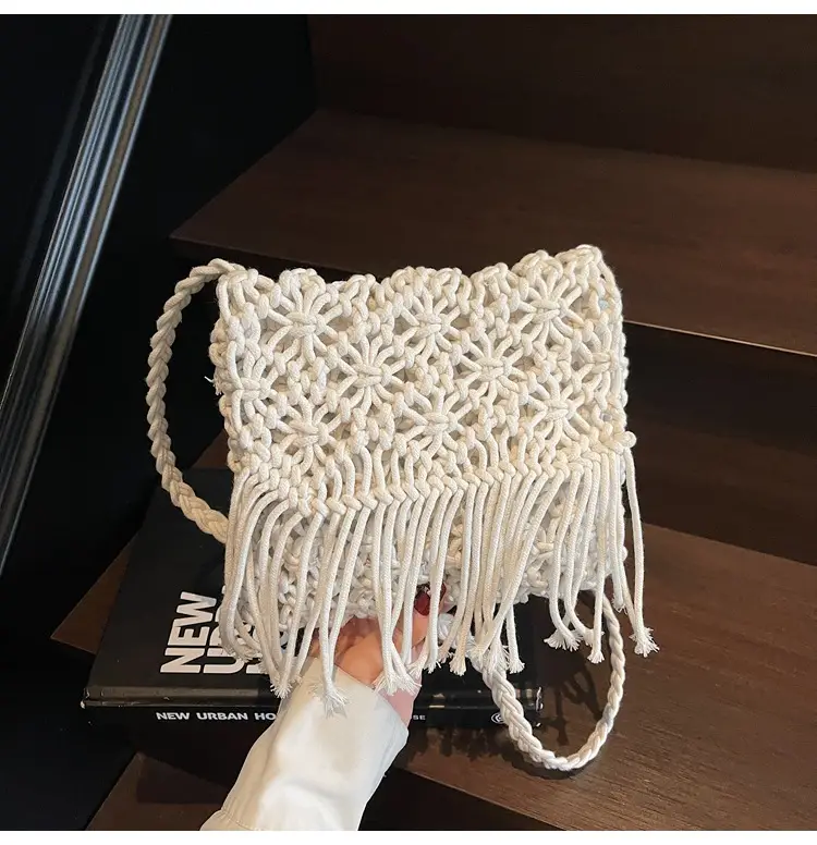 Women's Woven Tassel Shoulder Bag Brown 2024 — feature 39