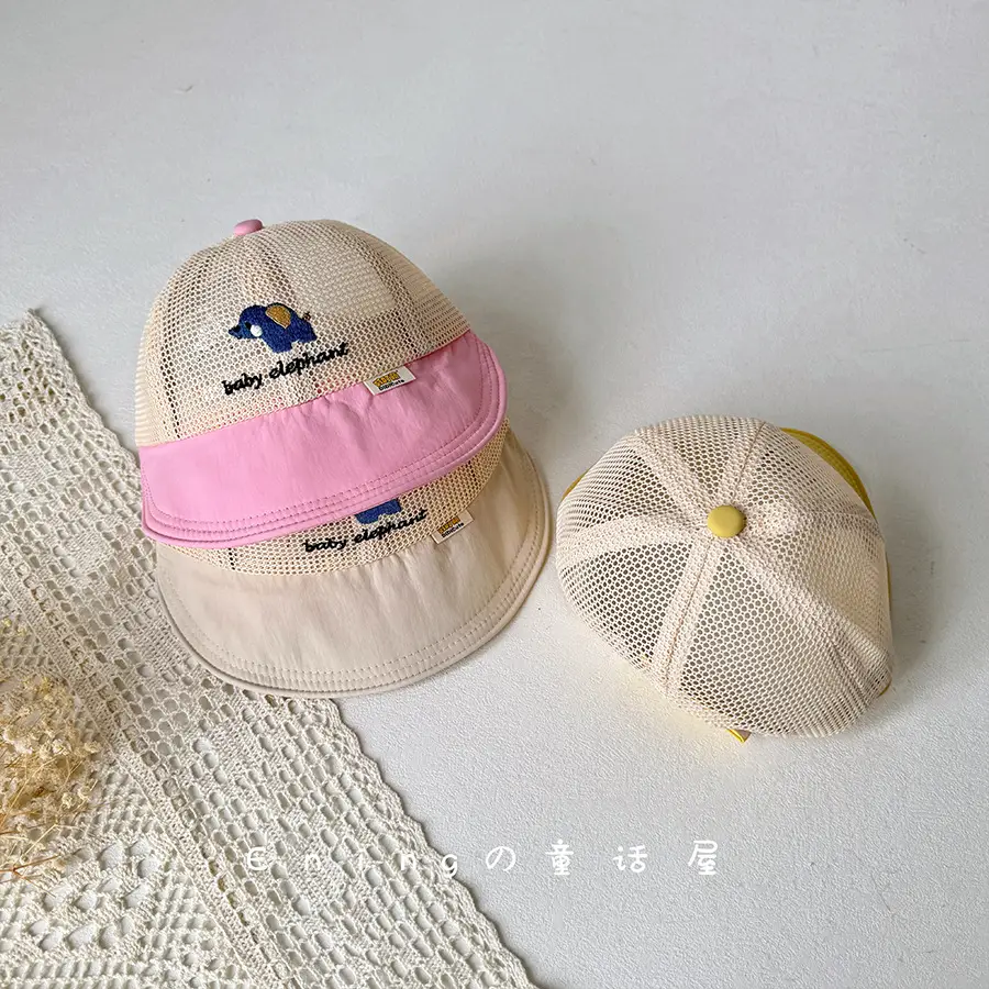 Baby Elephant Mesh Sun Hat Yellow Large Brim - Image 7