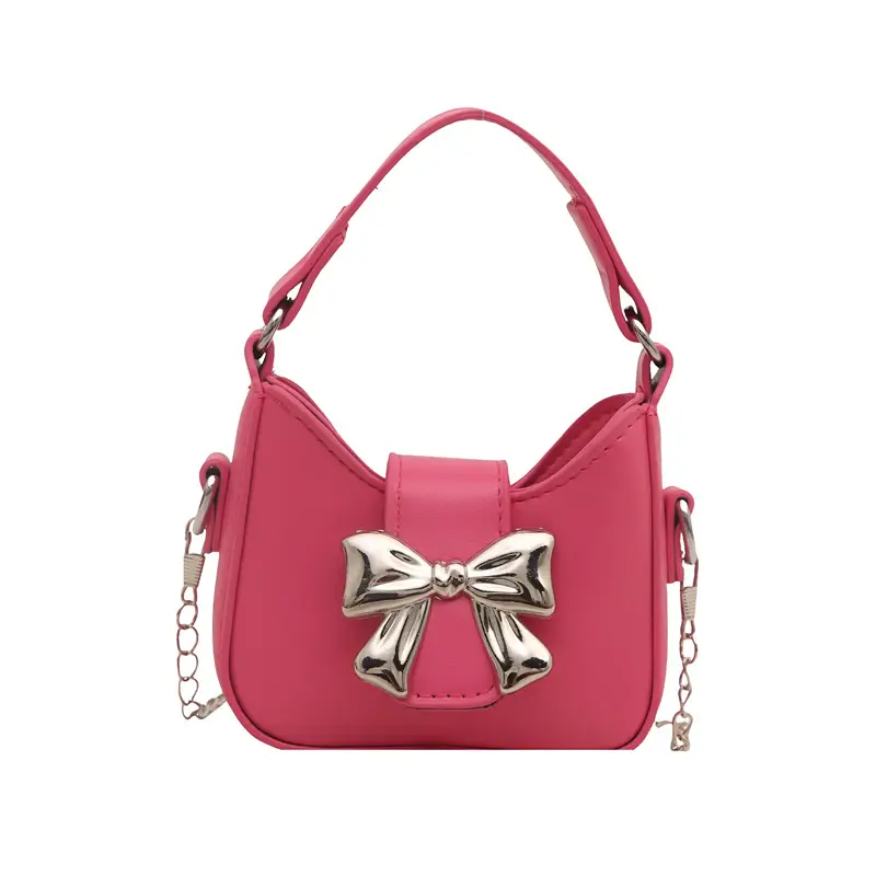 Black Bow Crossbody Bag with Chain Strap - Image 11