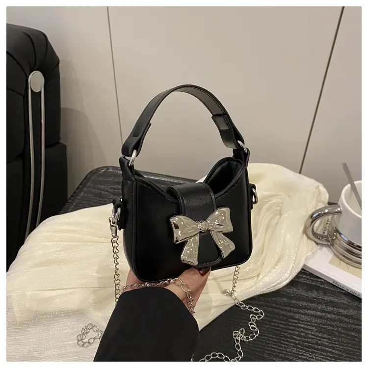 Black Bow Crossbody Bag with Chain Strap — feature 12