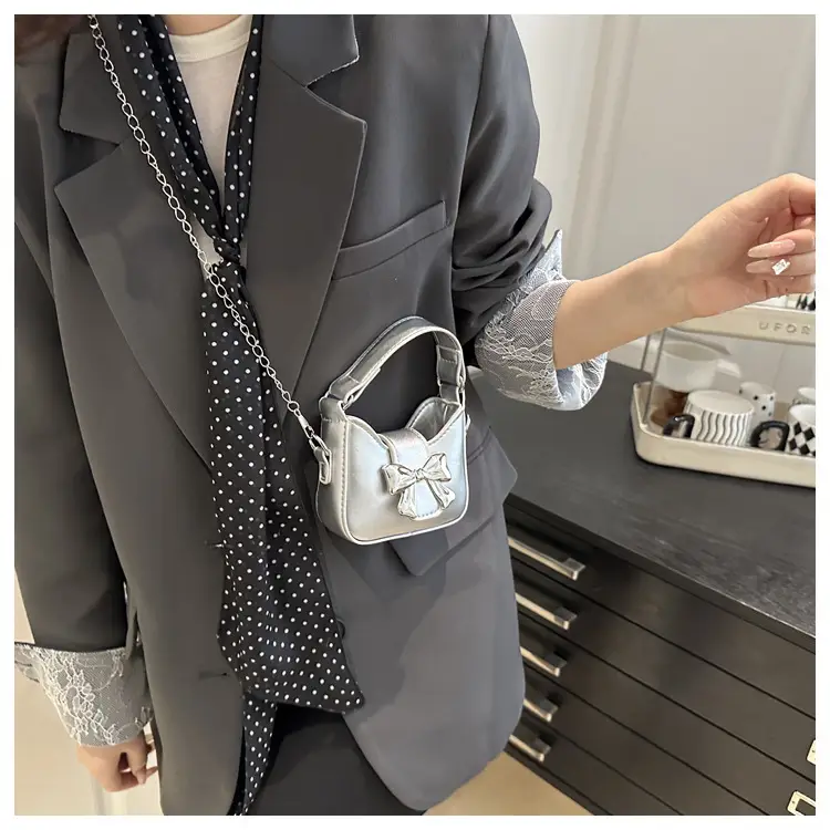 Black Bow Crossbody Bag with Chain Strap — feature 16