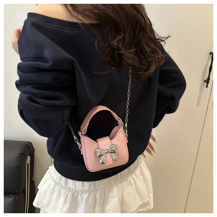Black Bow Crossbody Bag with Chain Strap — feature 28