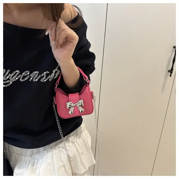 Black Bow Crossbody Bag with Chain Strap — feature 29
