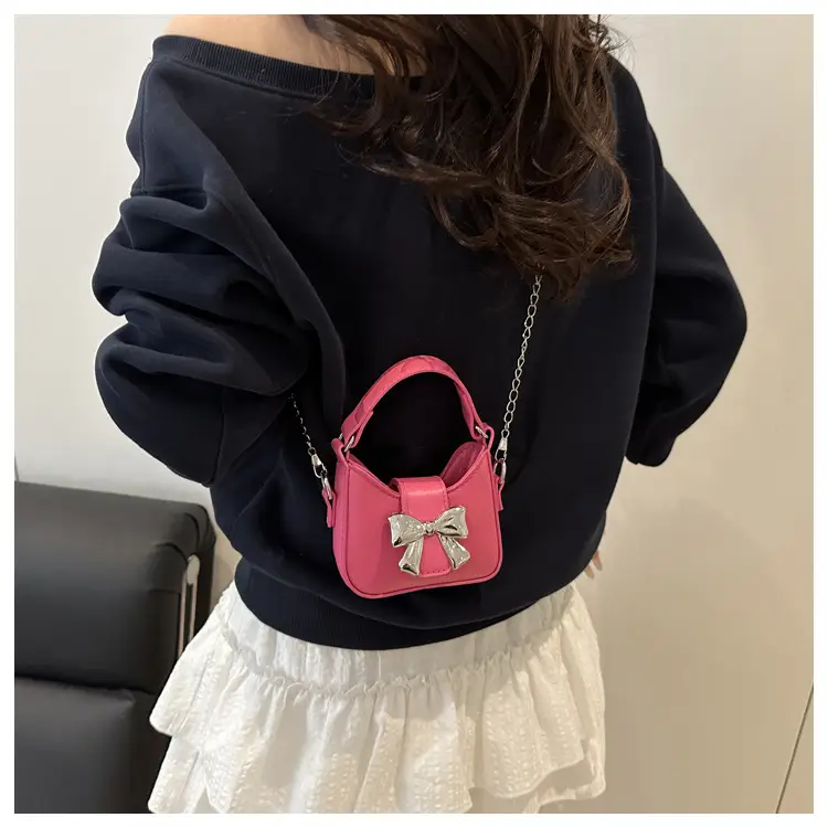 Black Bow Crossbody Bag with Chain Strap — feature 31