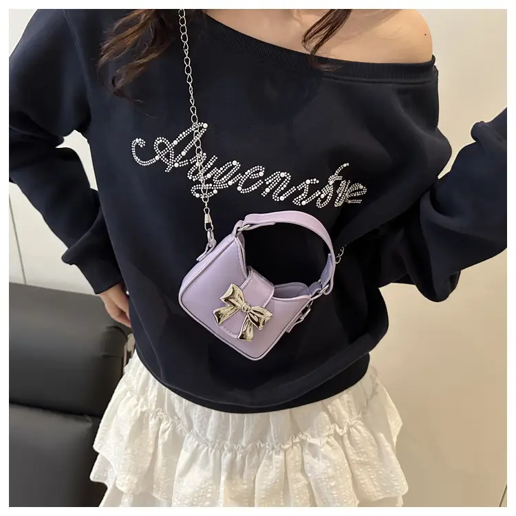 Black Bow Crossbody Bag with Chain Strap — feature 36