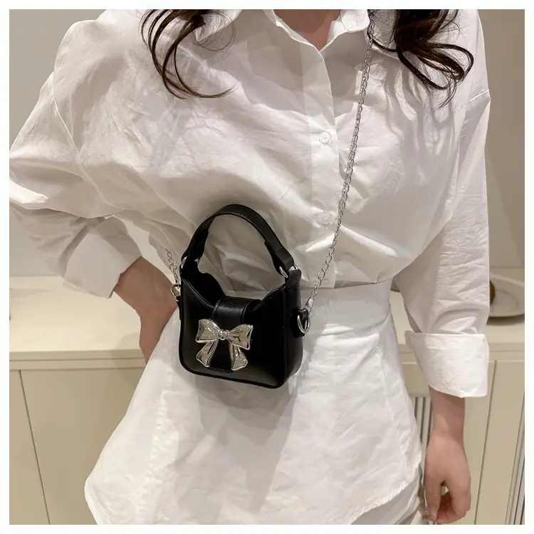 Black Bow Crossbody Bag with Chain Strap — feature 40