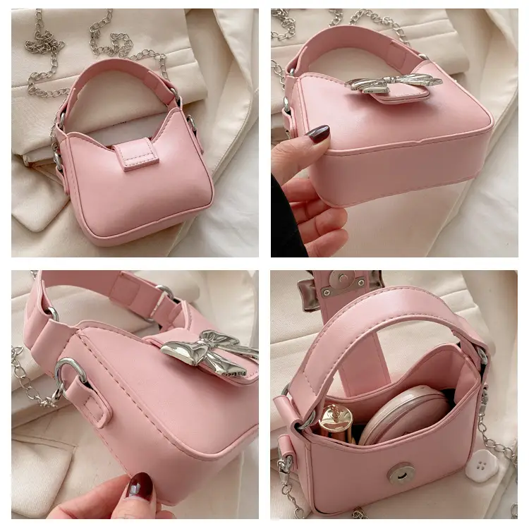 Black Bow Crossbody Bag with Chain Strap — feature 8