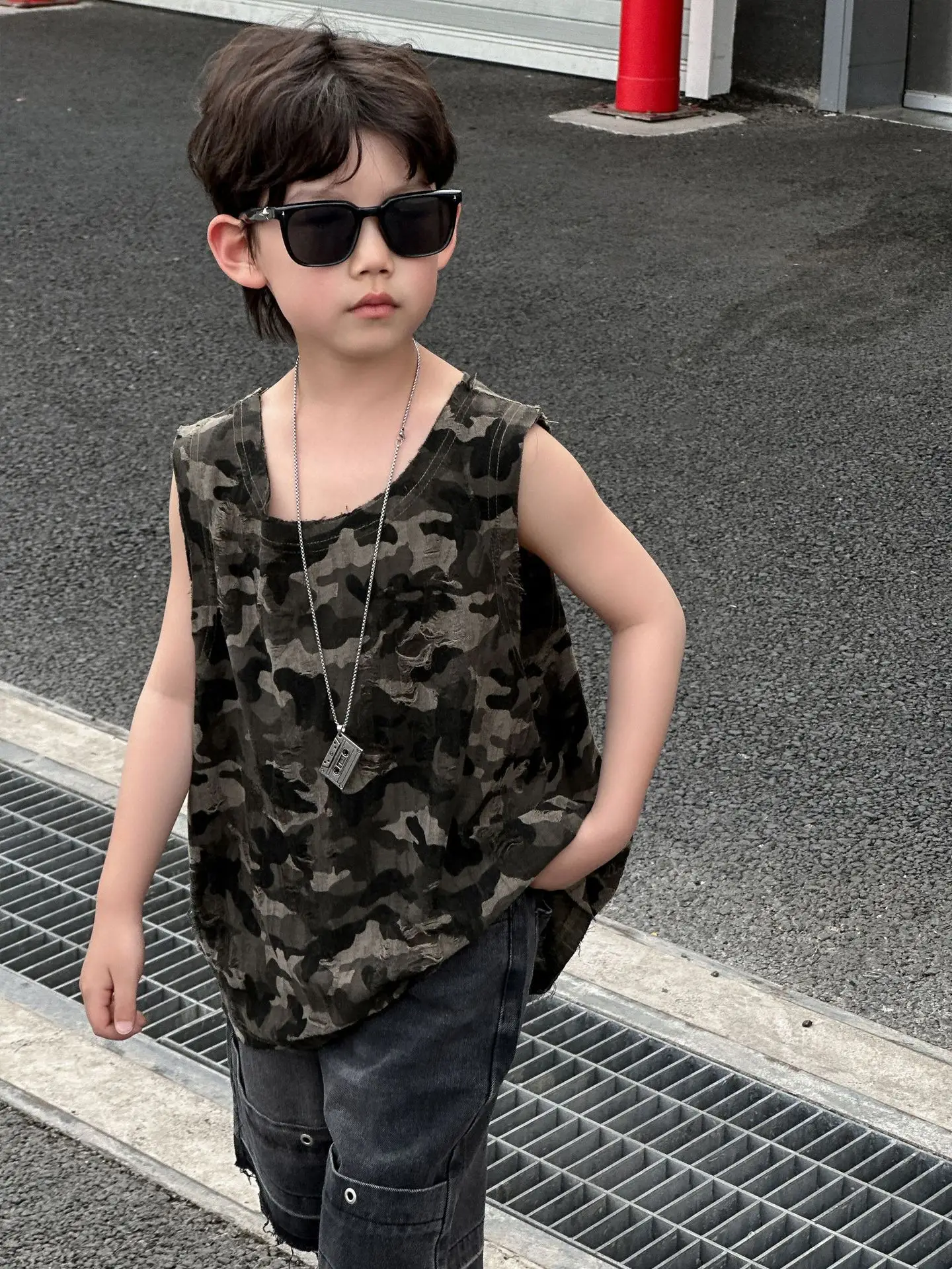 Boys Camouflage Sleeveless T-Shirt 2025 Summer - Image 2