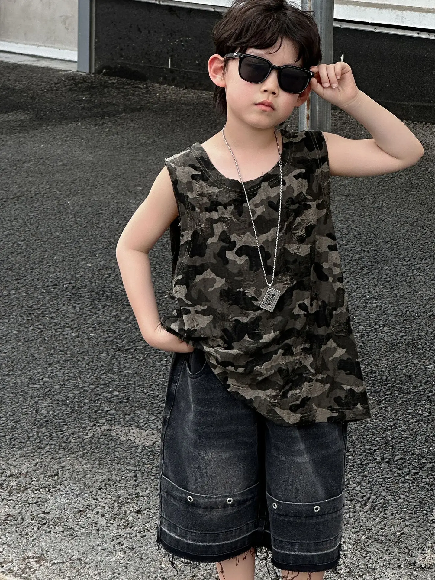 Boys Camouflage Sleeveless T-Shirt 2025 Summer - Image 3