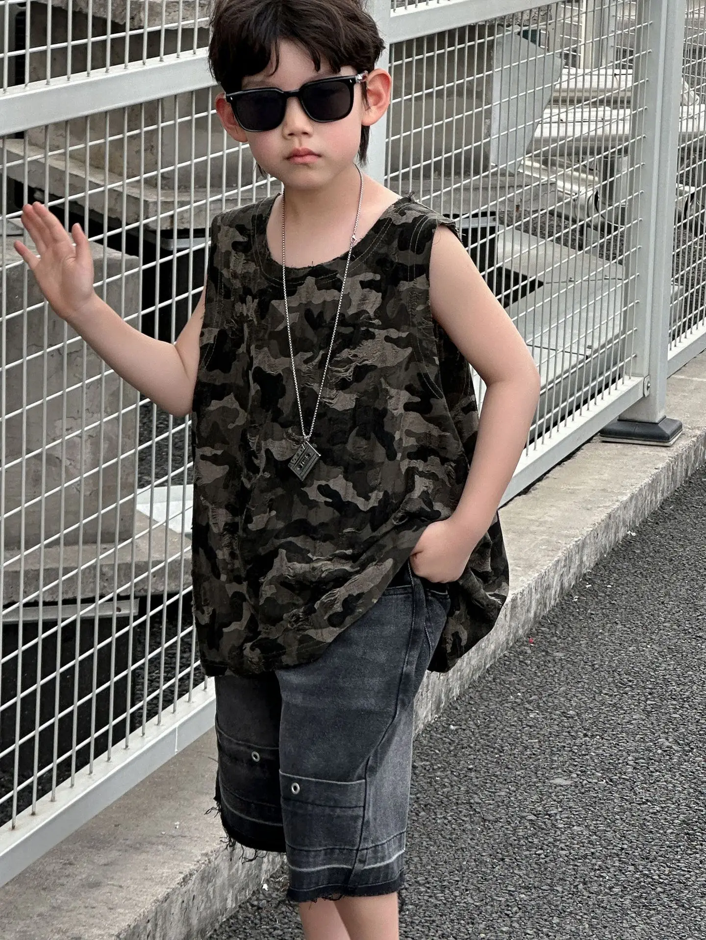 Boys Camouflage Sleeveless T-Shirt 2025 Summer - Image 5