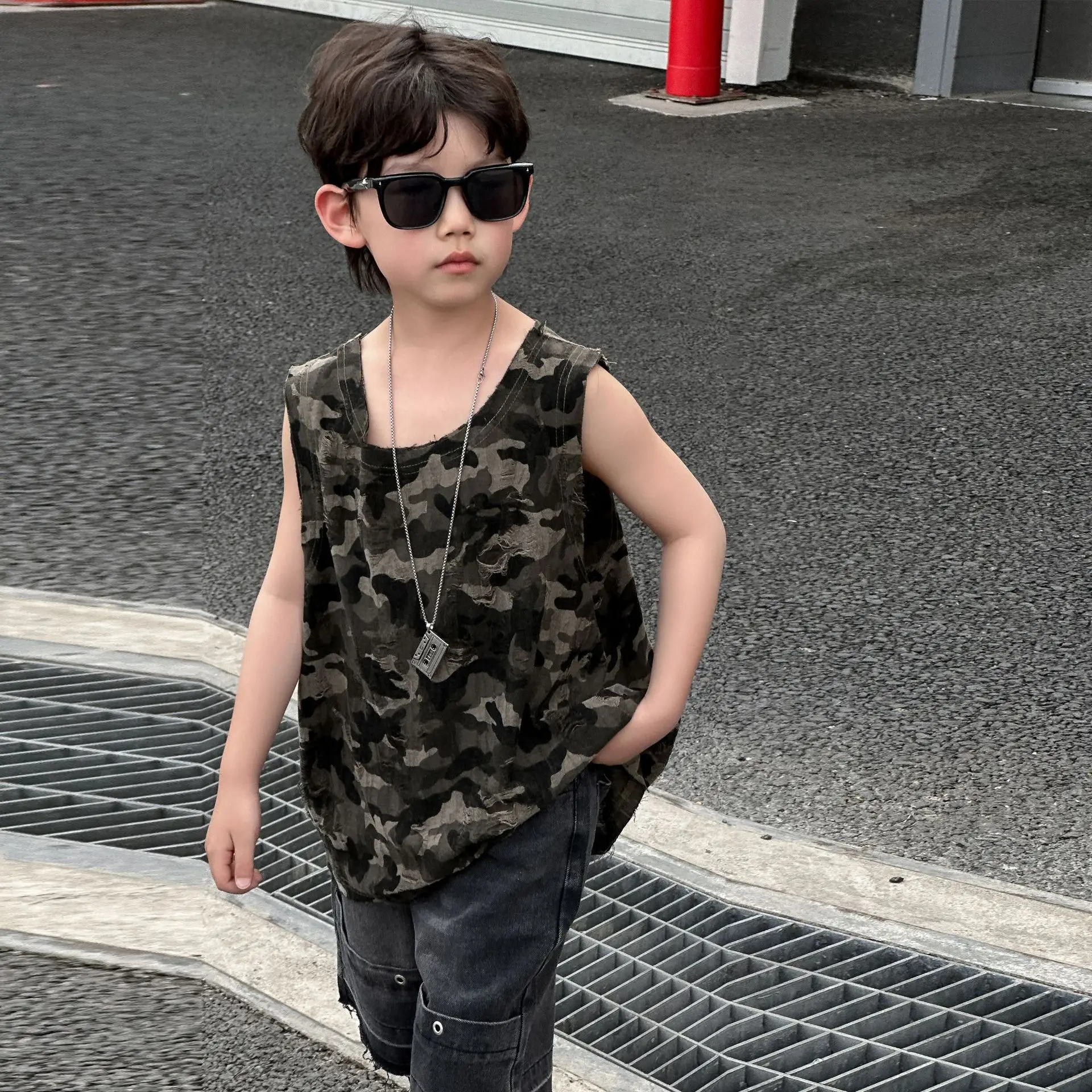 Boys Camouflage Sleeveless T-Shirt 2025 Summer — feature 11