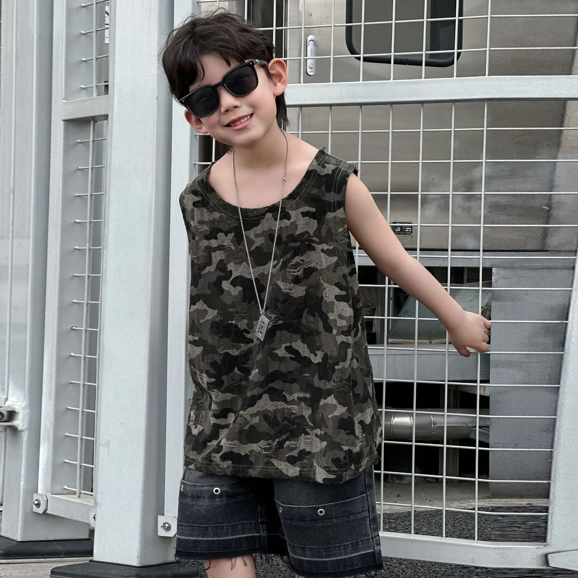 Boys Camouflage Sleeveless T-Shirt 2025 Summer — feature 12