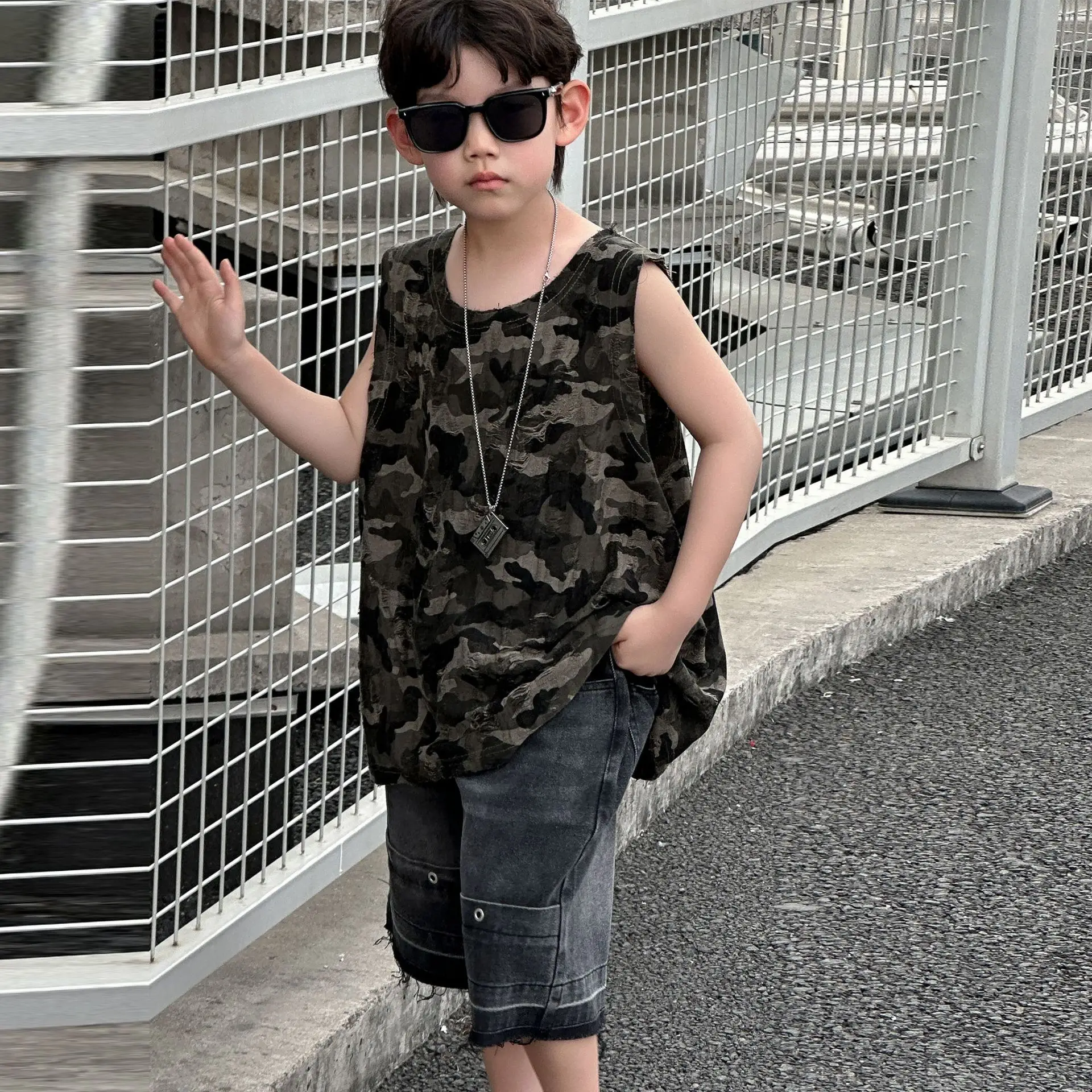 Boys Camouflage Sleeveless T-Shirt 2025 Summer — feature 13