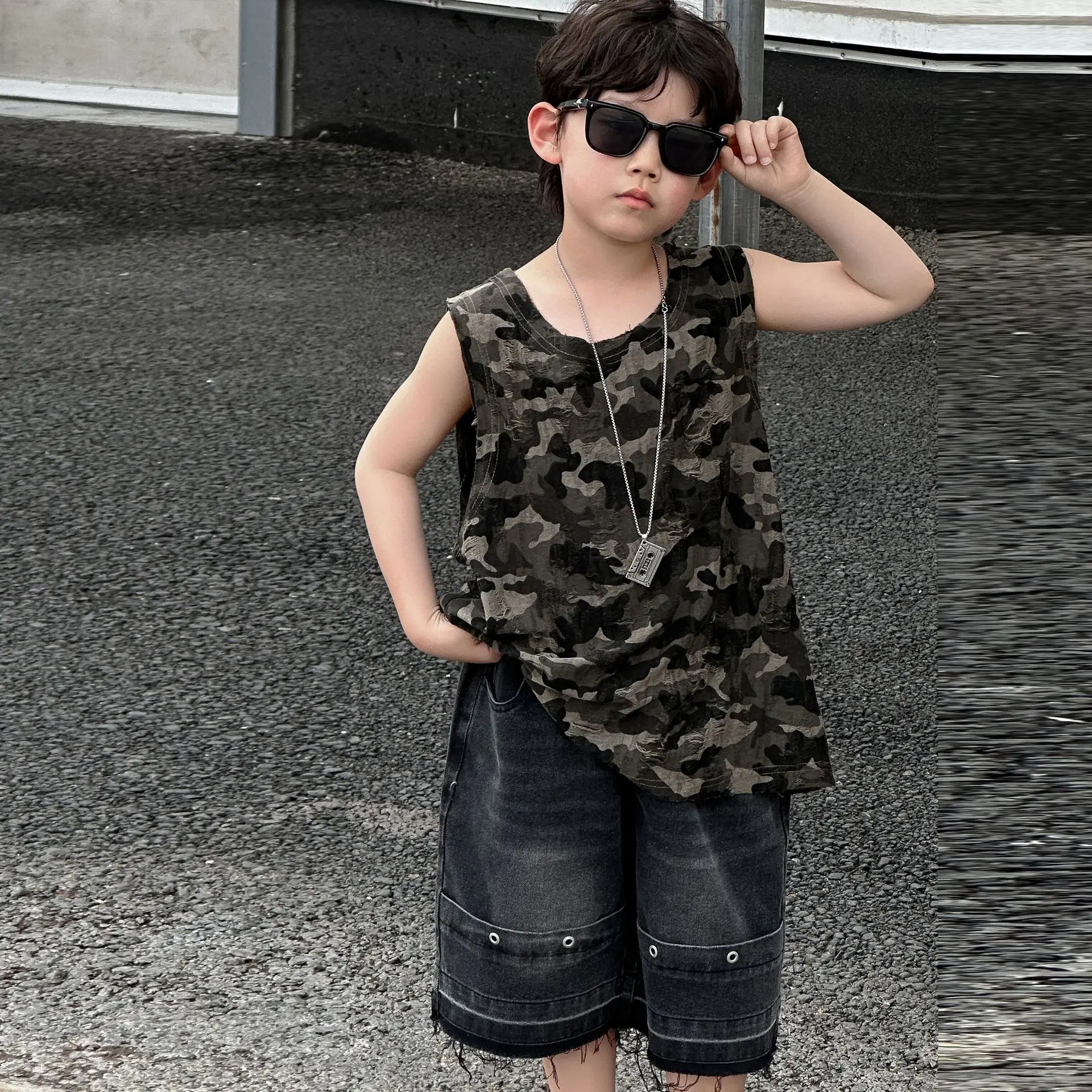 Boys Camouflage Sleeveless T-Shirt 2025 Summer — feature 2