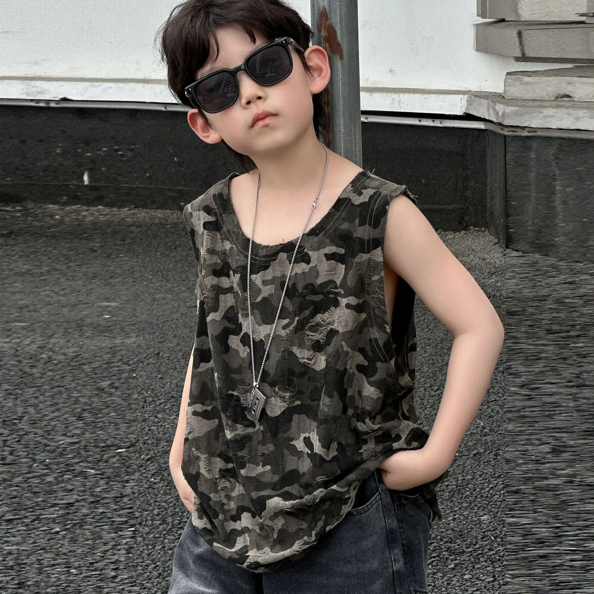 Boys Camouflage Sleeveless T-Shirt 2025 Summer — feature 7