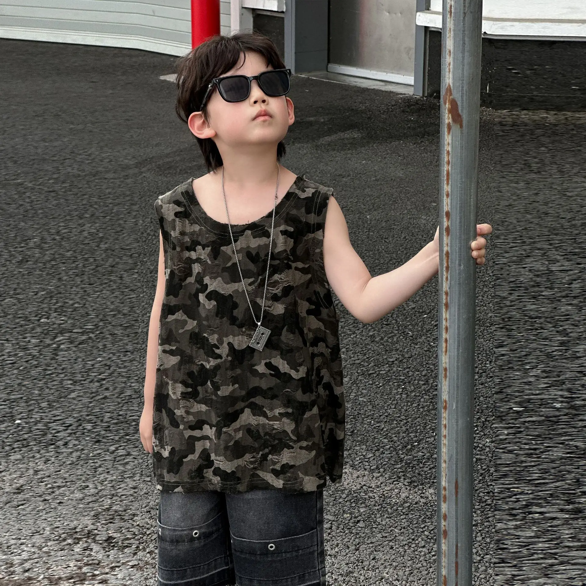 Boys Camouflage Sleeveless T-Shirt 2025 Summer — feature 9