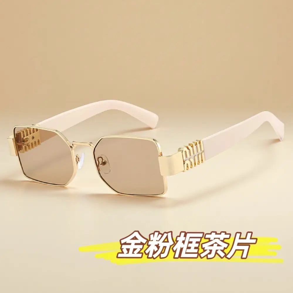Square Sunglasses Women Gold Frame Fade Blue - Image 8