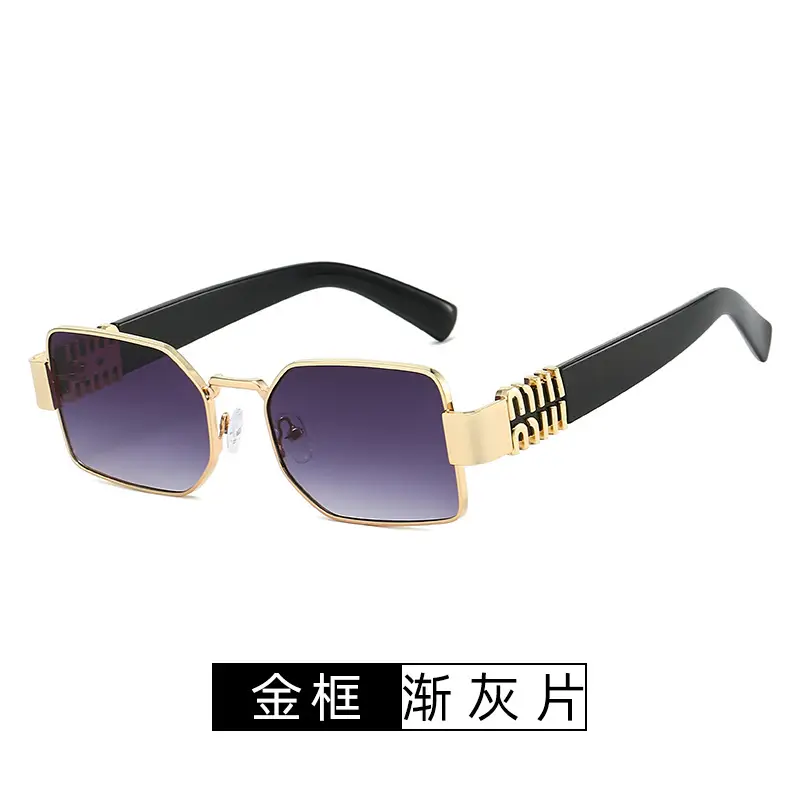 Square Sunglasses Women Gold Frame Fade Blue - Image 11