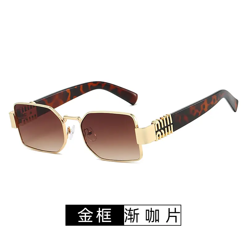 Square Sunglasses Women Gold Frame Fade Blue - Image 12