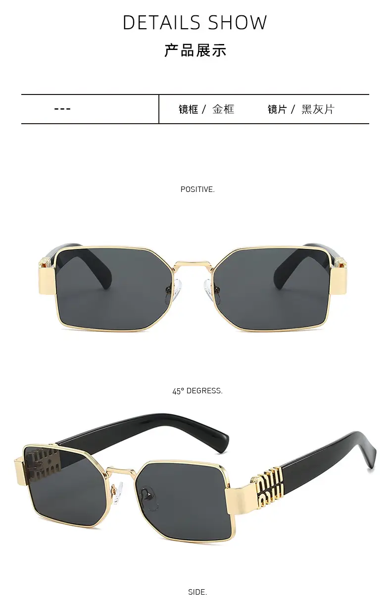 Square Sunglasses Women Gold Frame Fade Blue — feature 12