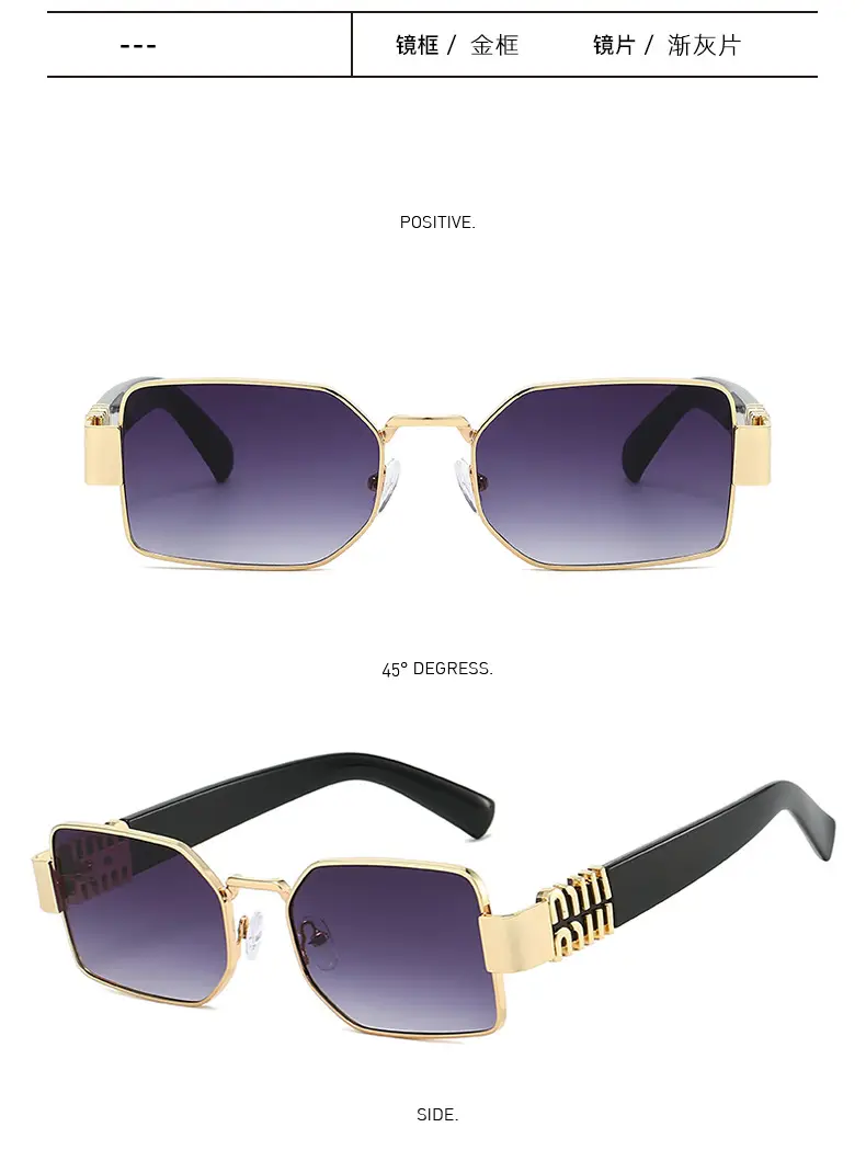 Square Sunglasses Women Gold Frame Fade Blue — feature 15