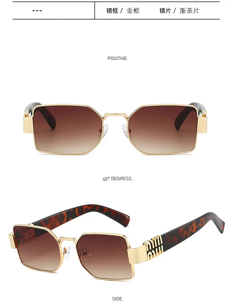 Square Sunglasses Women Gold Frame Fade Blue — feature 16