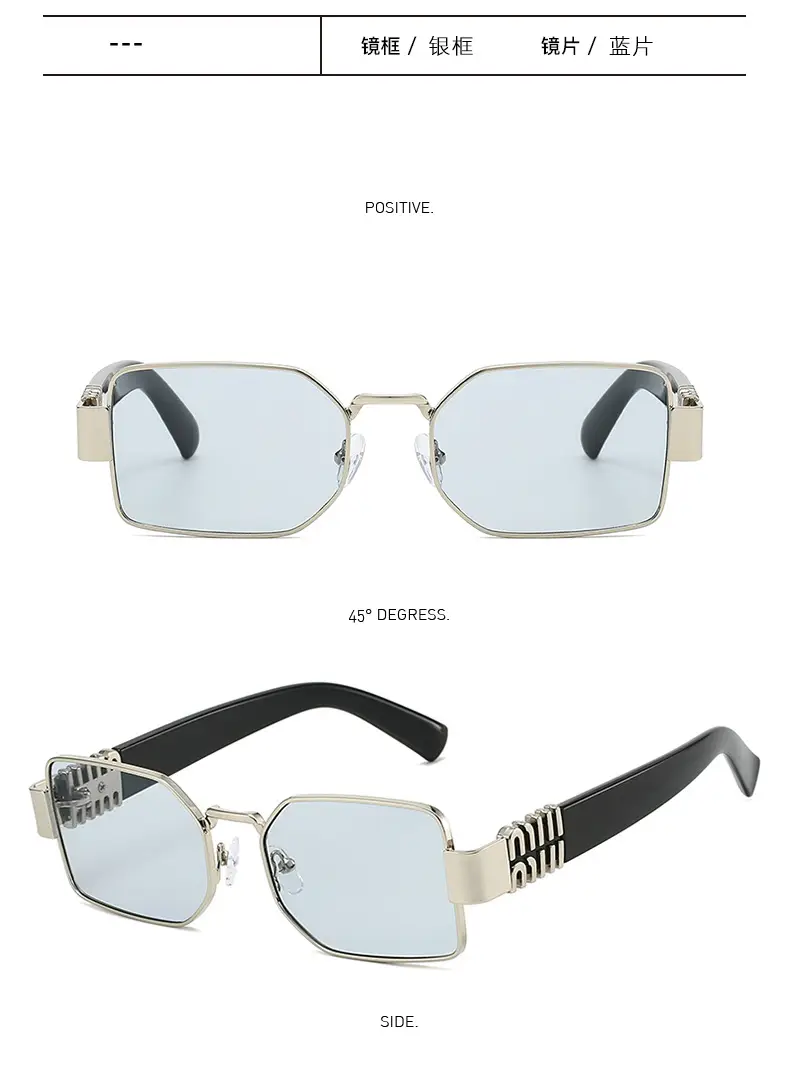 Square Sunglasses Women Gold Frame Fade Blue — feature 17