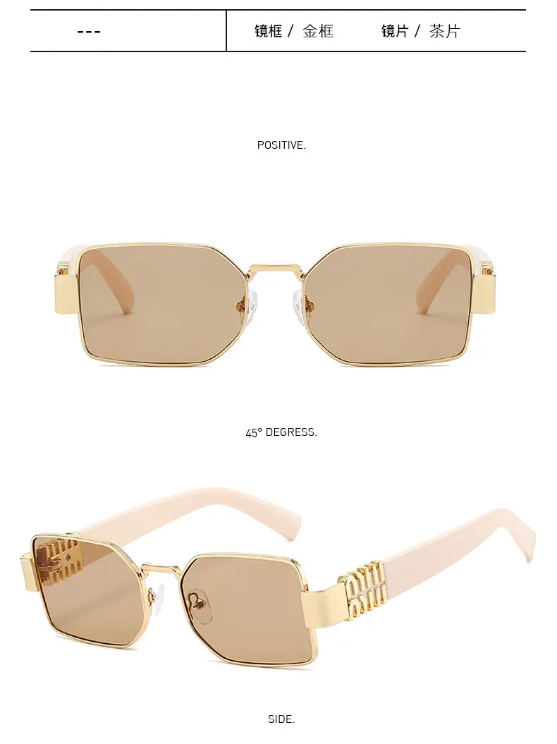Square Sunglasses Women Gold Frame Fade Blue — feature 18
